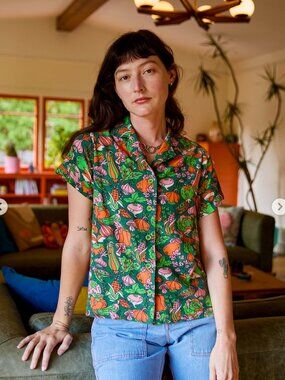 Big Bud Press Pantry Button-Up in Vegetable Print (NWOT)